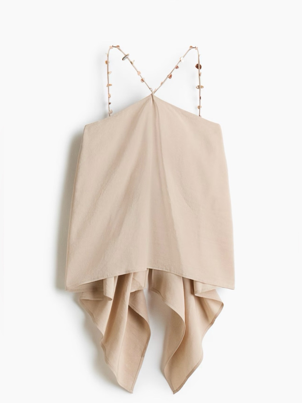 draped-panel linen-blend top